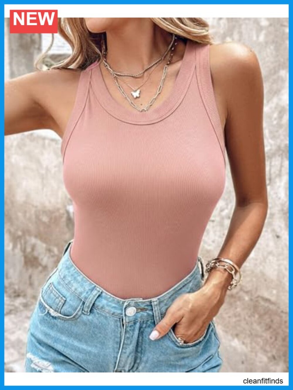 Women's Built-in Bra Tank Top Sleeveless Racerback Ribbed Fitted Casual Shirt - Picture 2 of 6
